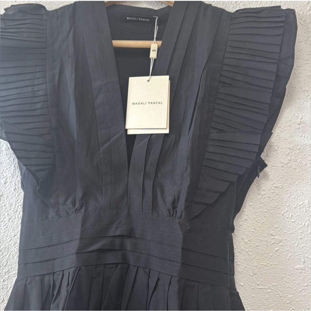 Magali Pascal Ruffled Black Pleated Mini Dress - Picture 6 of 11